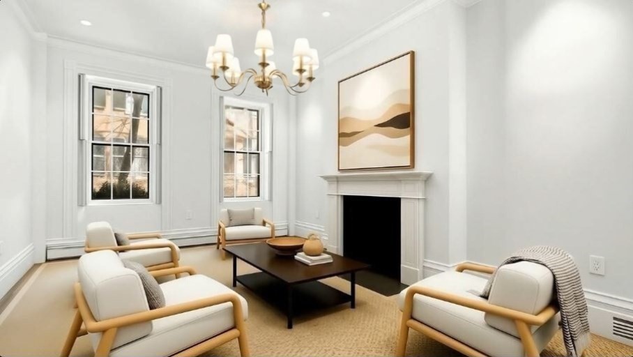 32 West Cedar Street Boston, MA 02108 - Photo 3 of 39 a living room with furniture chandelier and fireplace