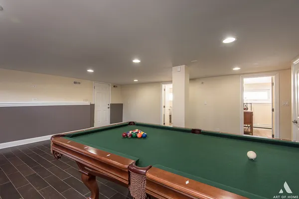 a room with pool table