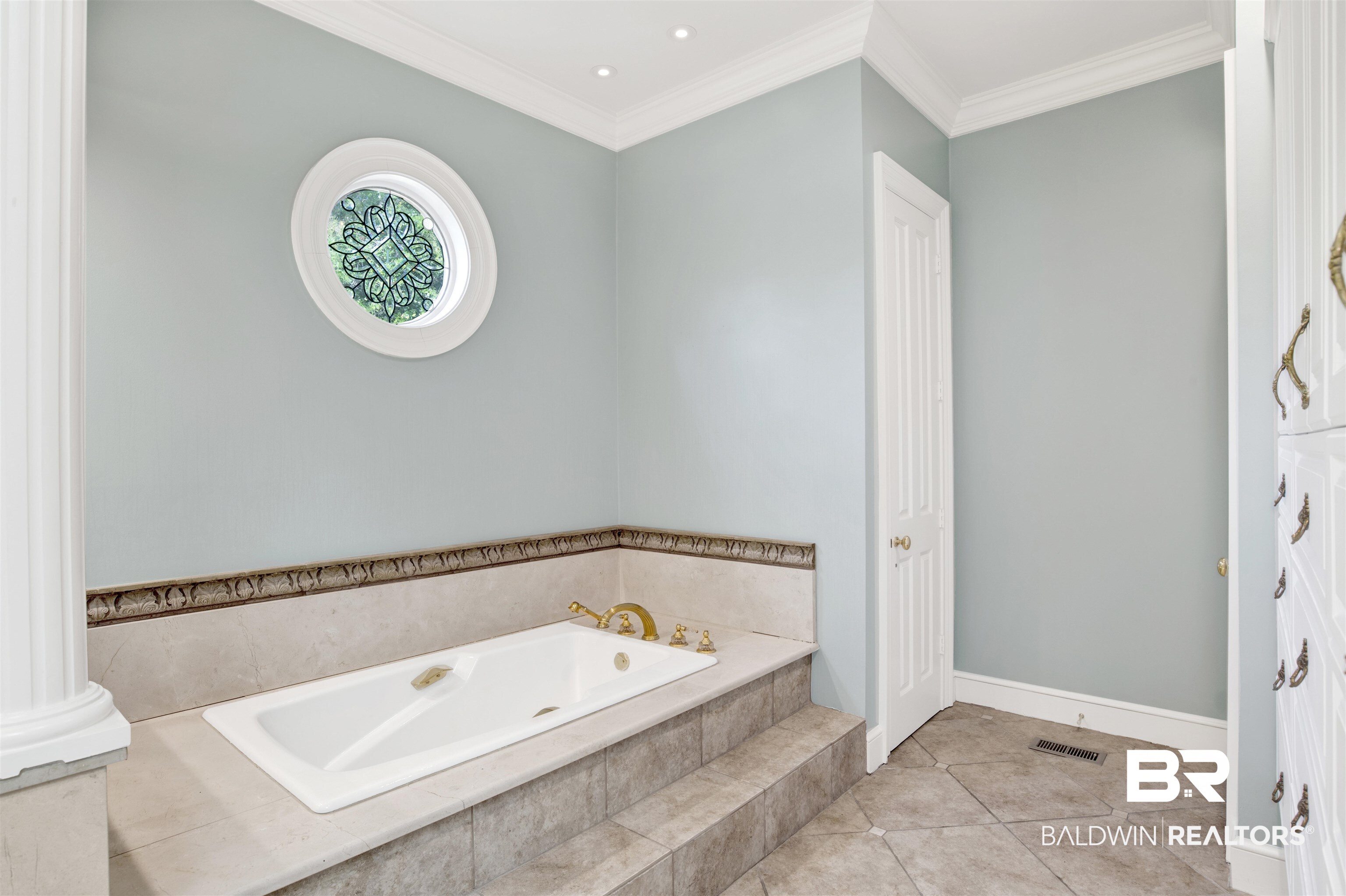 3816 Austill Lane Mobile, AL 36608 - Photo 35 of 80 Full bath with a garden tub, tile patterned flooring, and crown molding