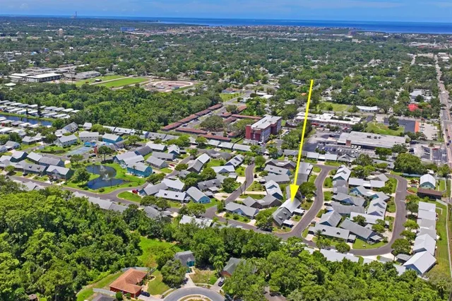 an aerial view of multiple house