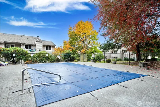a view of a room with a large window