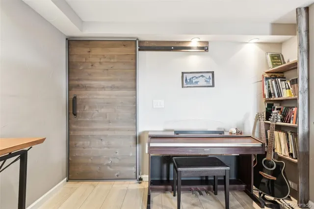 a room with a table and chairs