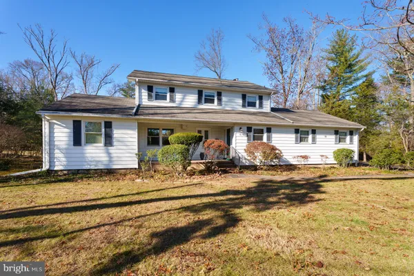 front view of a house with a patio