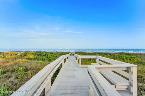 a view of balcony with ocean