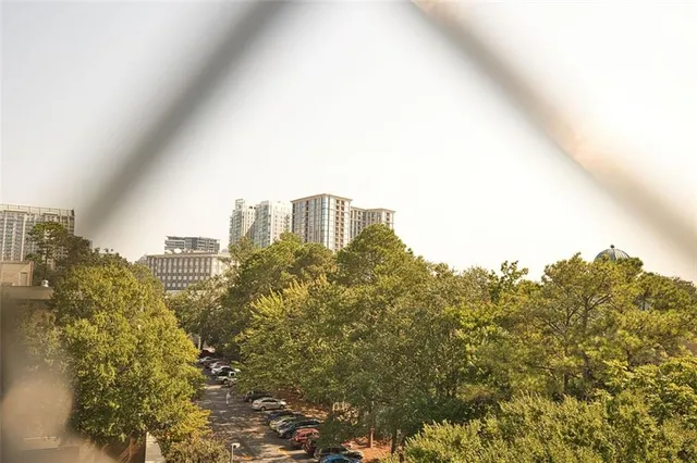 a view of a city with tall buildings