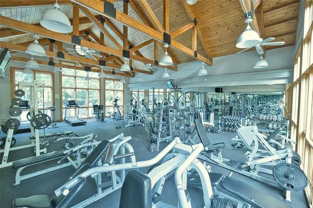 a view of a room with gym equipment