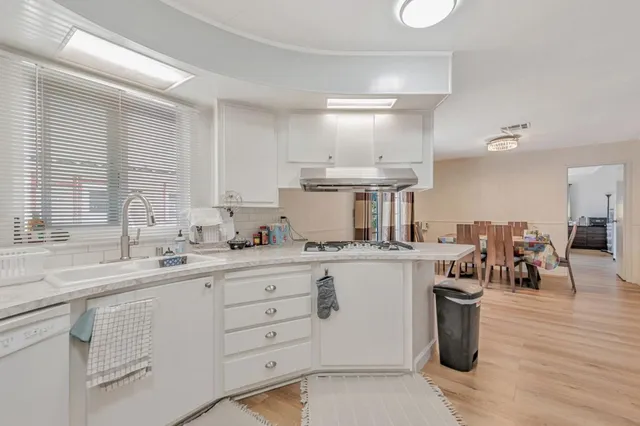a kitchen with lots of counter top space