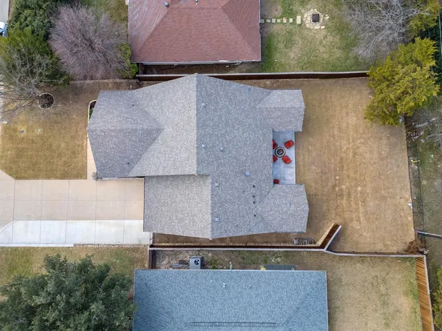 an aerial view of a house