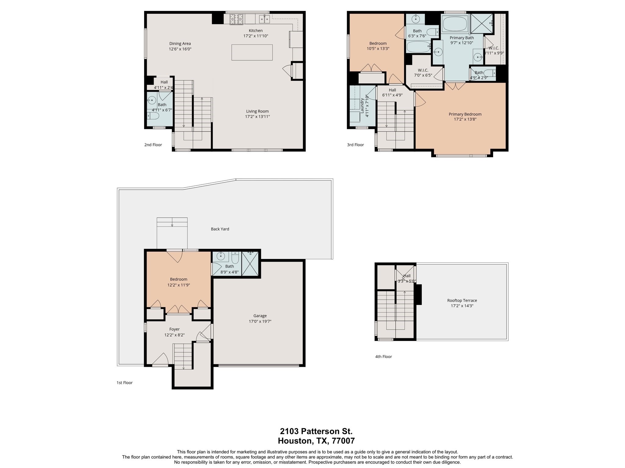 2103 Patterson Street Houston, TX 77007 - Photo 29 of 29 Floor plan- for marketing purposes only. Buyer to verify dimensions and accuracy.
