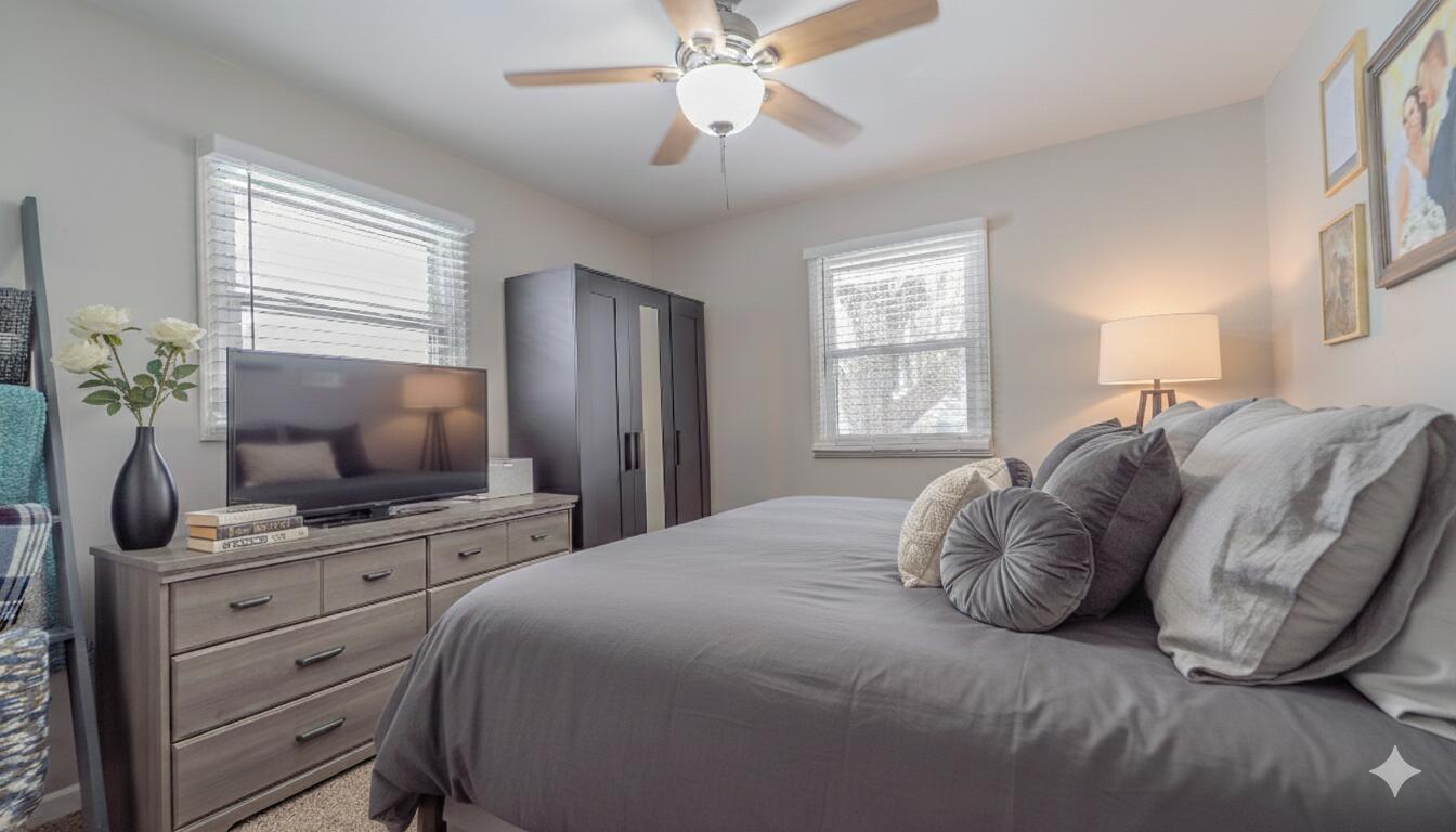 2934 Parker Street Portage, IN 46368 - Photo 12 of 16 a bedroom with a bed and a flat screen tv
