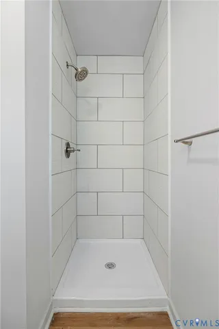 a bathroom with a bath tub