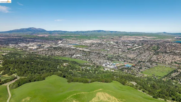 a view of a lake with a city