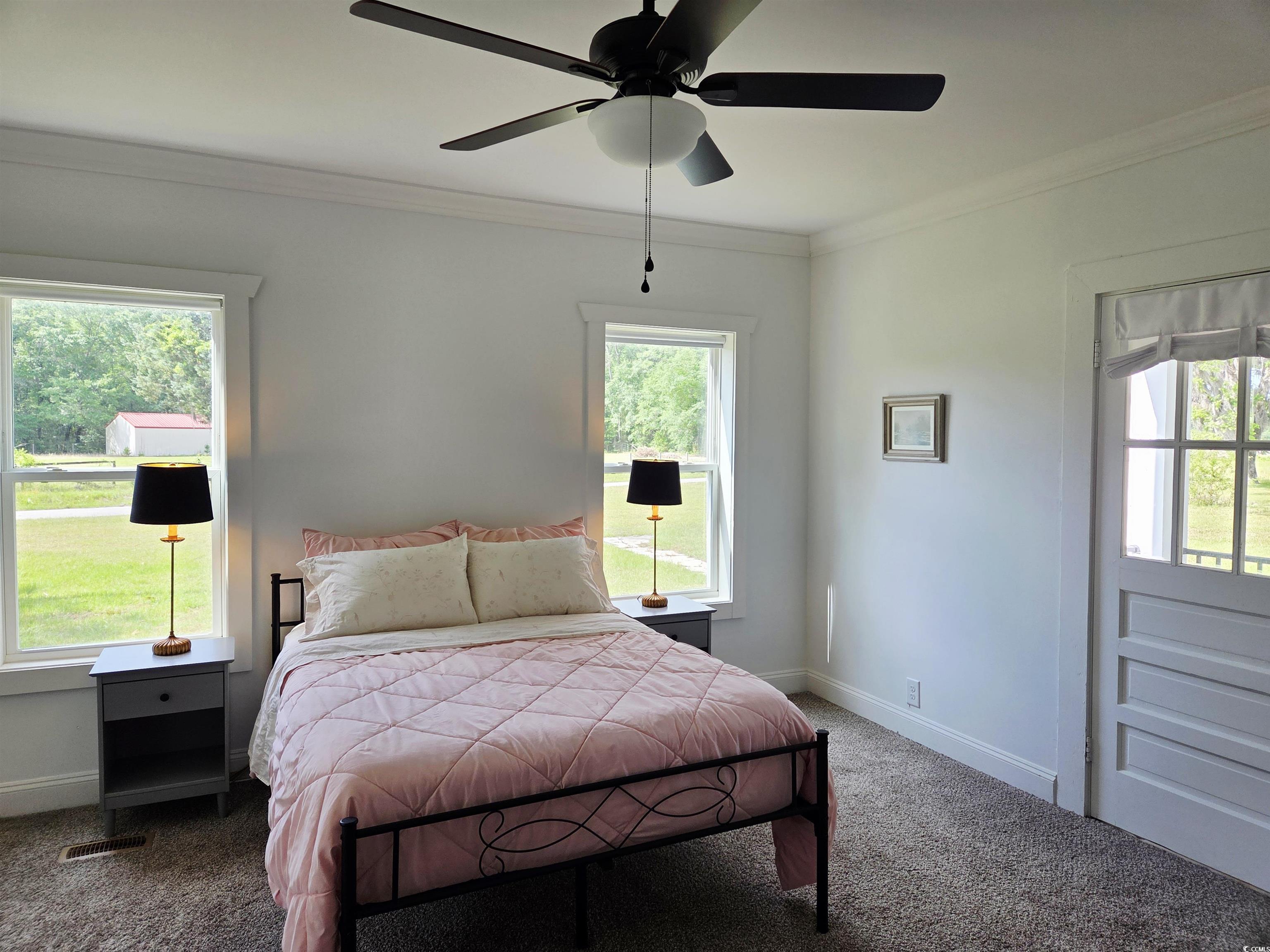 675 Liberty Church Road Loris, SC 29569 - Photo 25 of 35 Carpeted bedroom featuring ornamental molding, baseboards, and multiple windows