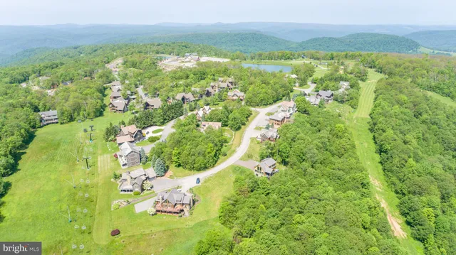 a view of a lake with a city