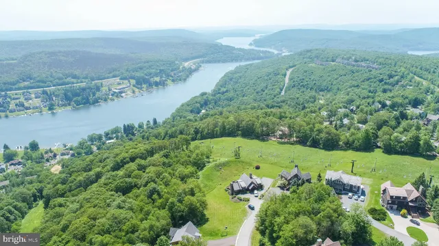 a view of a lake with a mountain in the background