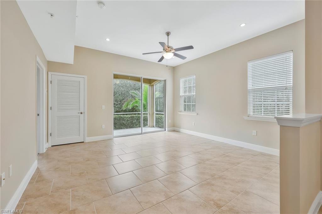 18225 Creekside Preserve Loop, Unit 102 Fort Myers, FL 33908 - Photo 3 of 25 Spare room with recessed lighting, ceiling fan, and light tile patterned floors