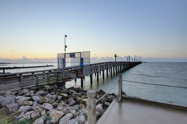 a view of a terrace with wooden floor and city view