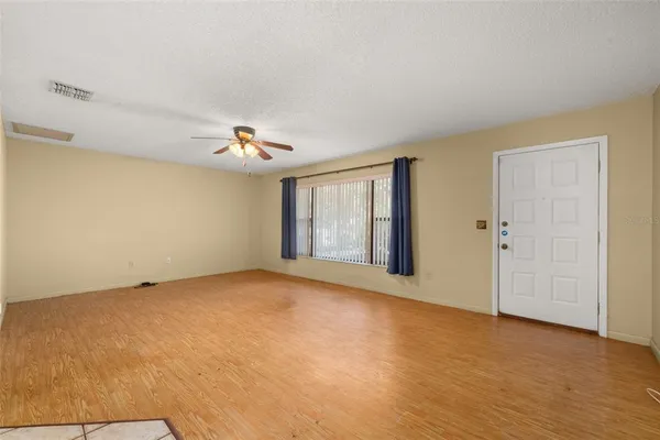 a view of a livingroom with a window