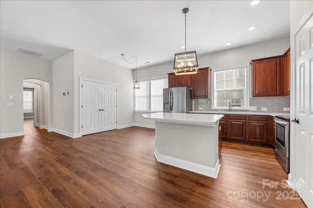 a view of a park with swings