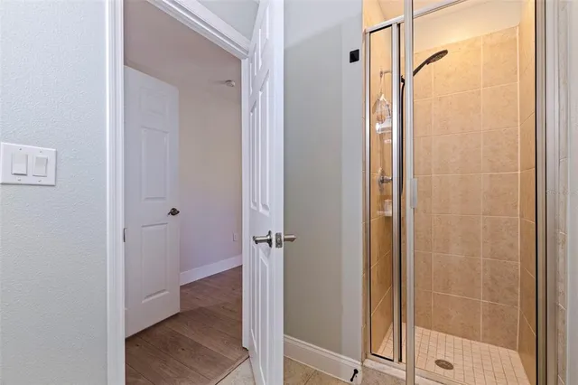 a bathroom with a shower