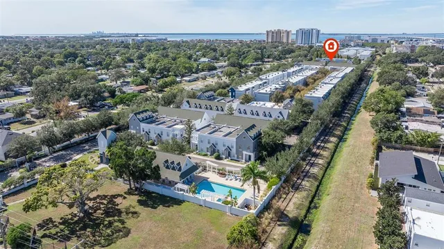 an aerial view of a city