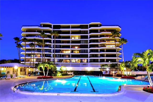 a front view of building with outdoor seating