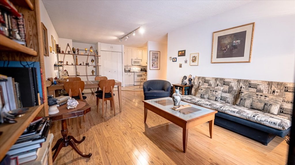 2 Larose Place, Unit 8 Boston, MA 02135 - Photo 5 of 19 a living room with furniture and a fireplace