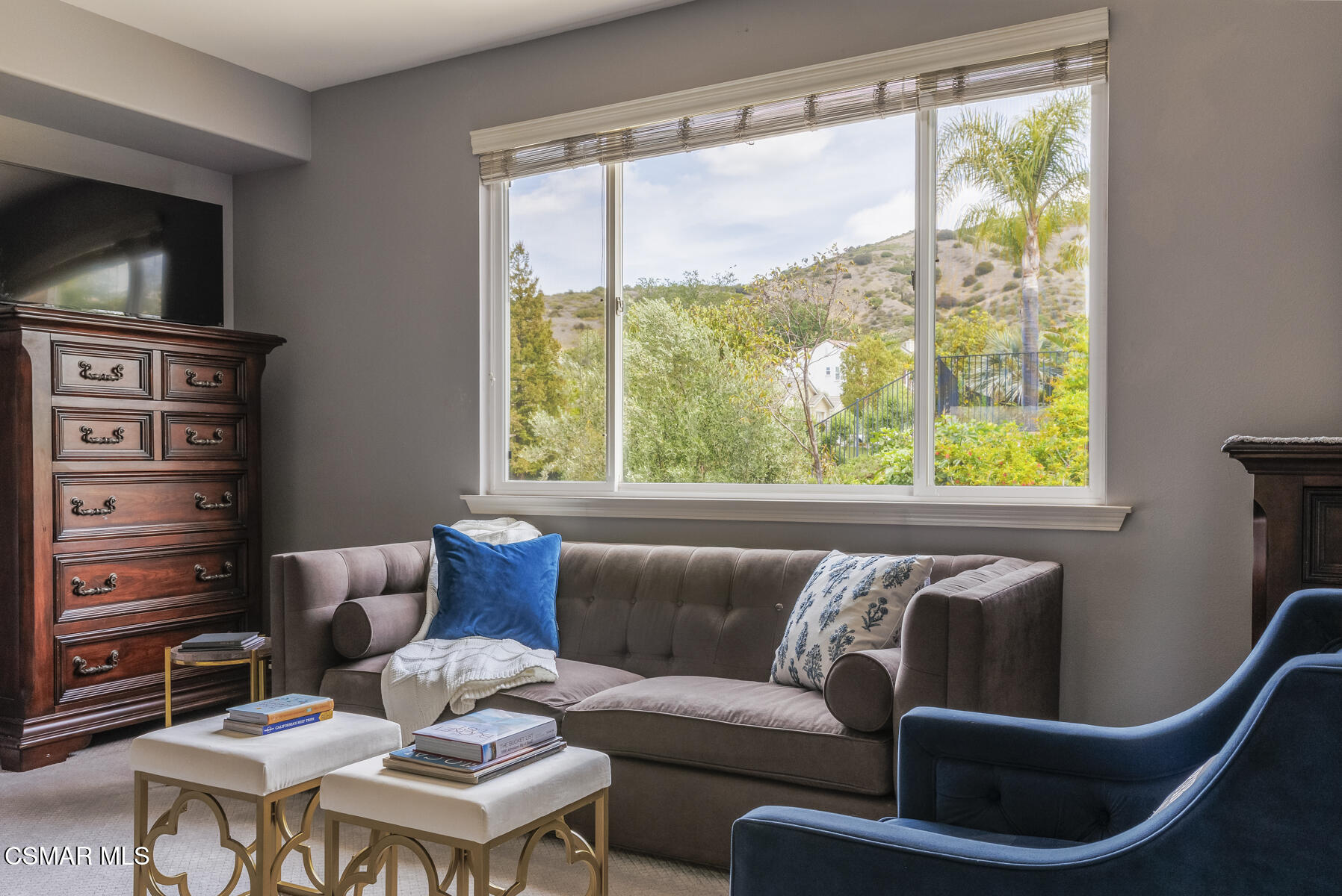5859 Evening Sky Drive Simi Valley, CA 93063 - Photo 28 of 50 a living room with furniture and a flat screen tv