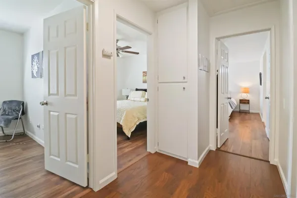 a view of a bathroom from the hallway