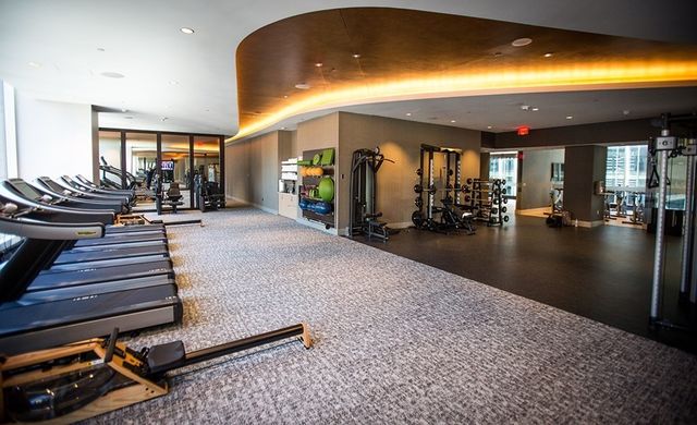 a view of a room with gym equipment