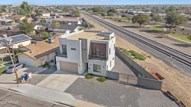 an aerial view of a house