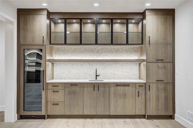 a view of a room with racks on the wall