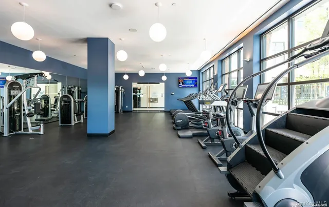 a view of a room with gym equipment
