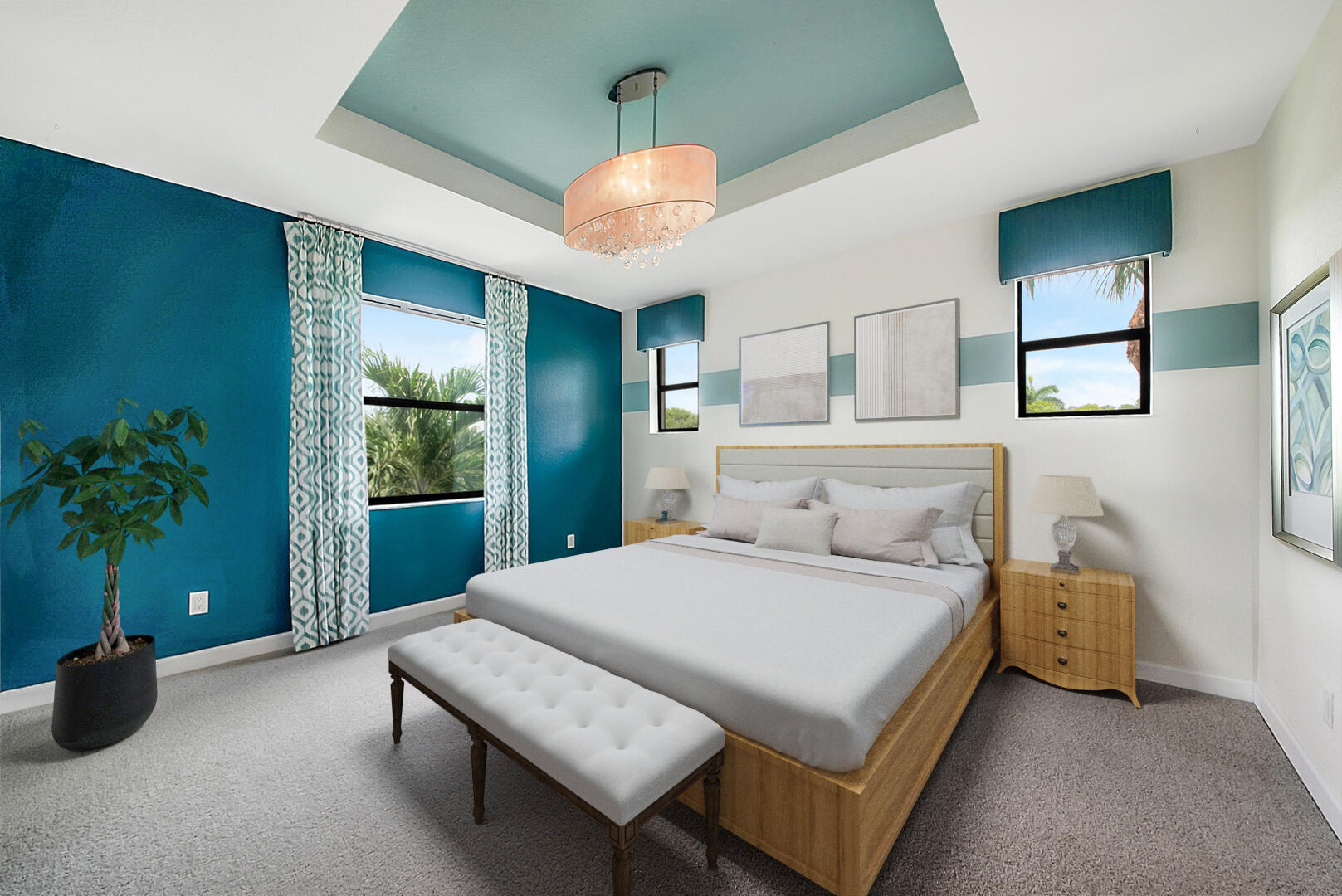 13076 Anthorne Lane Boynton Beach, FL 33436 - Photo 14 of 36 a bedroom with a bed and a potted plant