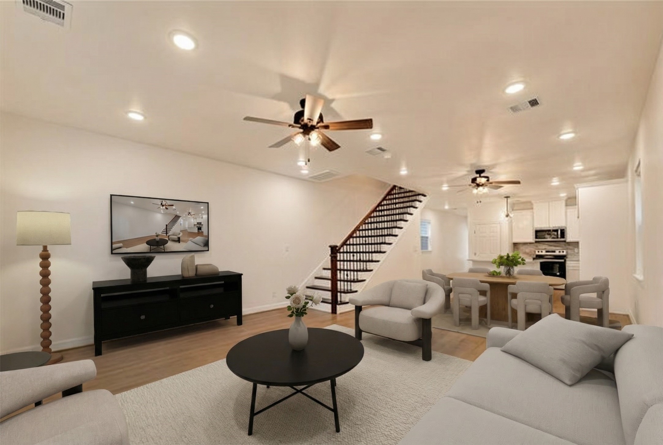 716 Zoe Street Houston, TX 77020 - Photo 16 of 39 a living room with furniture and a ceiling fan