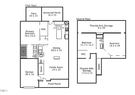 a view of an empty room with a large window with kitchen view