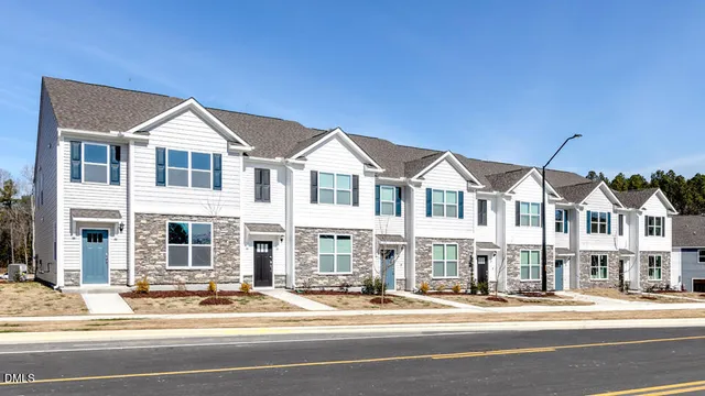 a front view of residential houses