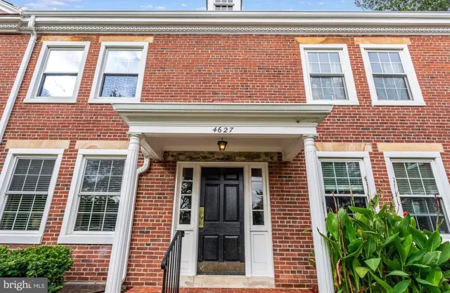 a front view of a building and a window