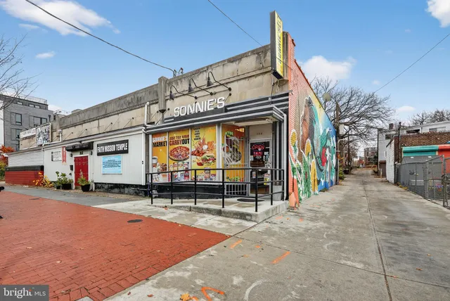 a view of street with shops
