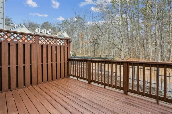 a view of wooden balcony