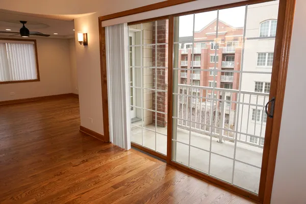 a view of an empty walk in closet