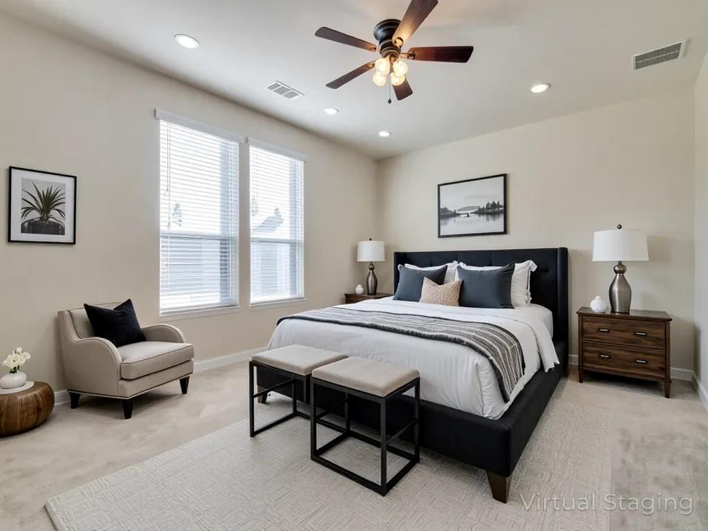 2232 Heaton Street Forney, TX 75126 - Photo 16 of 34 a spacious bedroom with a bed and a couch