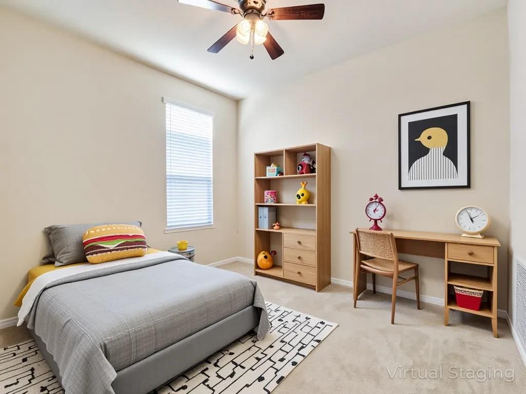 2232 Heaton Street Forney, TX 75126 - Photo 22 of 34 a bedroom with a bed a desk and book shelfs