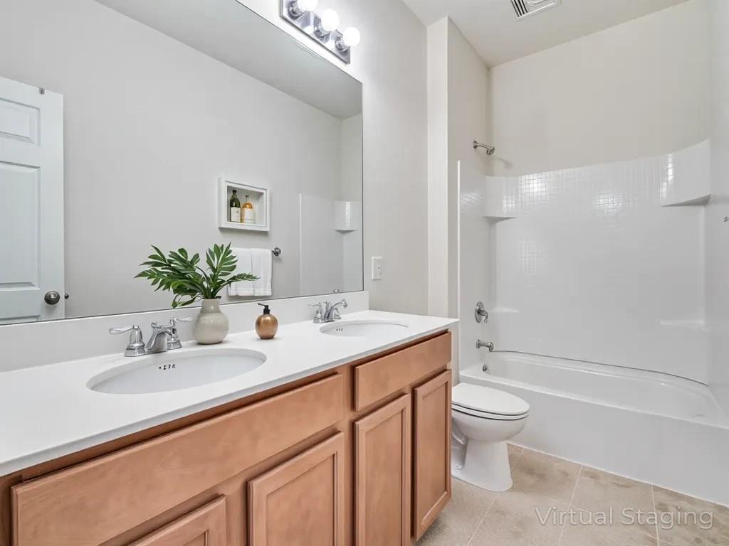 2232 Heaton Street Forney, TX 75126 - Photo 24 of 34 a bathroom with a granite countertop sink a toilet and shower