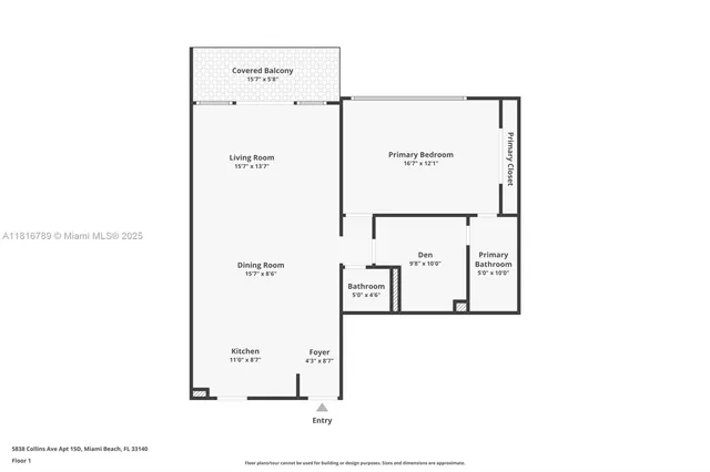 $2,900 | 5838 Collins Avenue, Unit 15D, Miami Beach, FL 33140