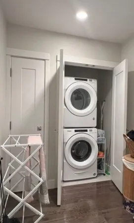 a utility room with dryer and washer