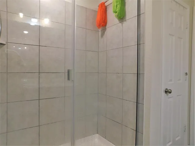 a bathroom with a shower