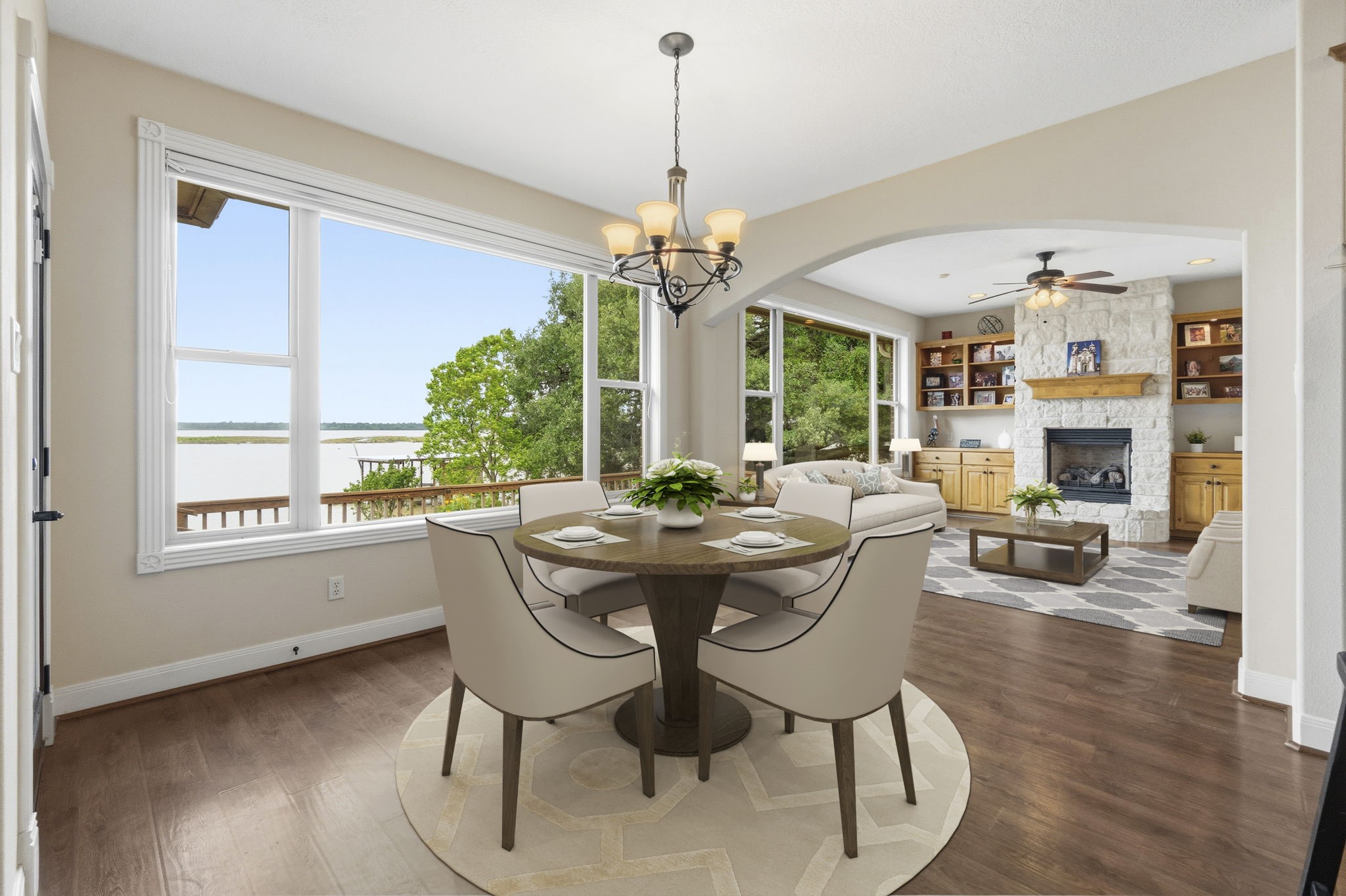 259 Memphis Bell Lane Trinity, TX 75862 - Photo 7 of 50 a dining room with furniture a chandelier and wooden floor