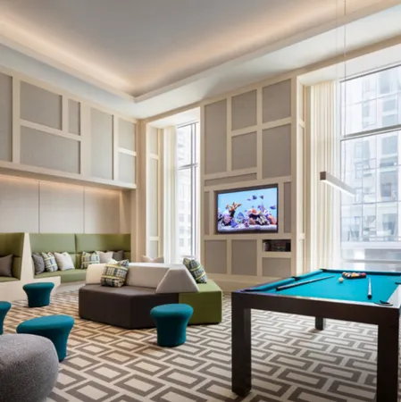 a living room with furniture