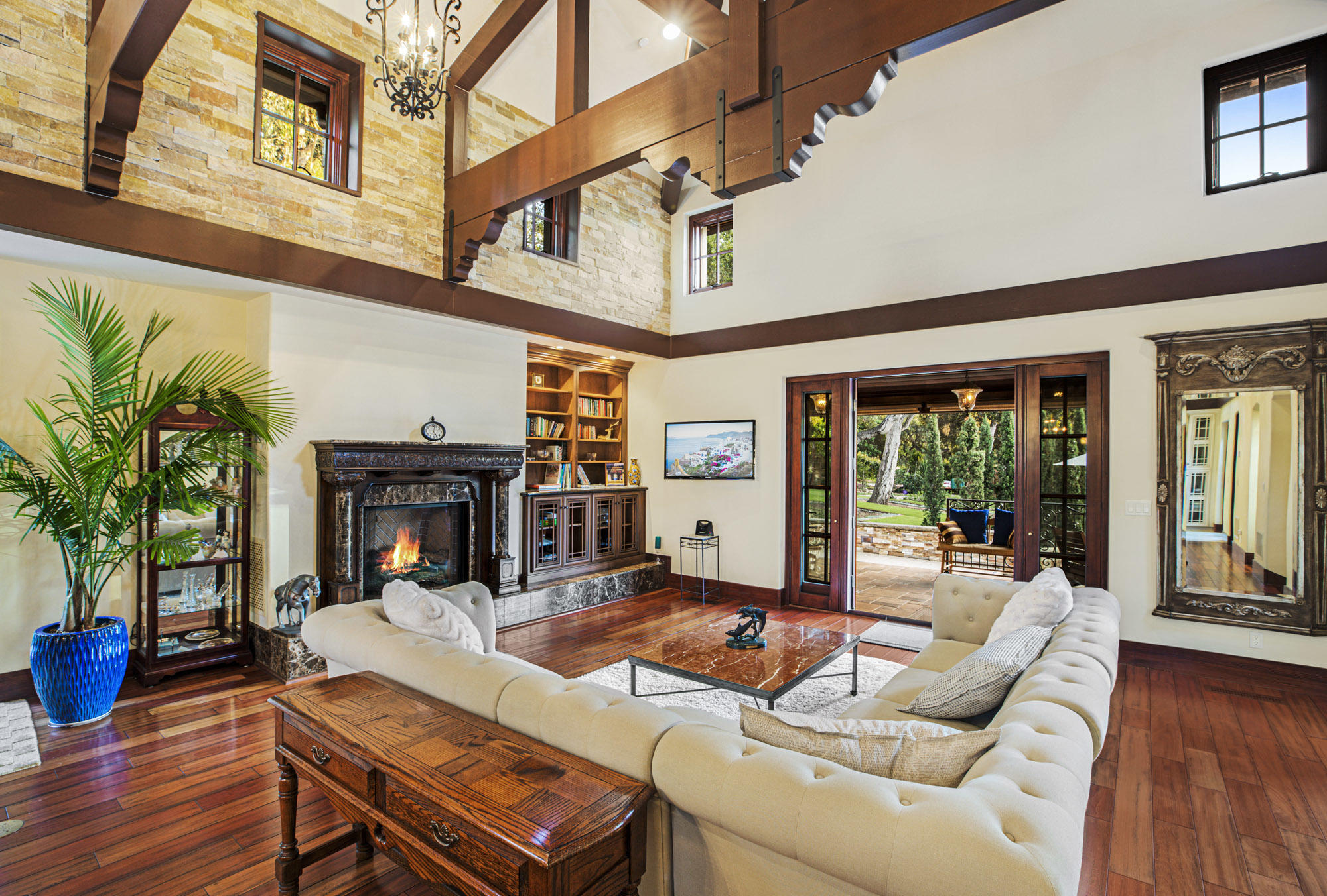 2020 Creekside Road Montecito, CA 93108 - Photo 6 of 29 Family room w/ fireplace